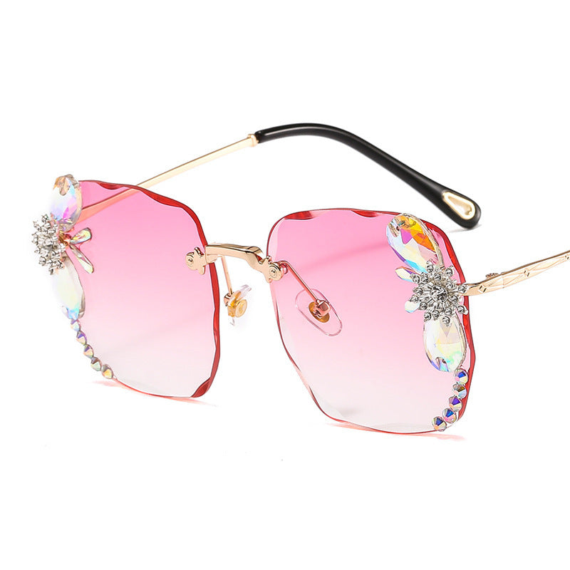 Frameless Trendy Rhinestone Gradient Luxury Sunglasses - Echo Essence