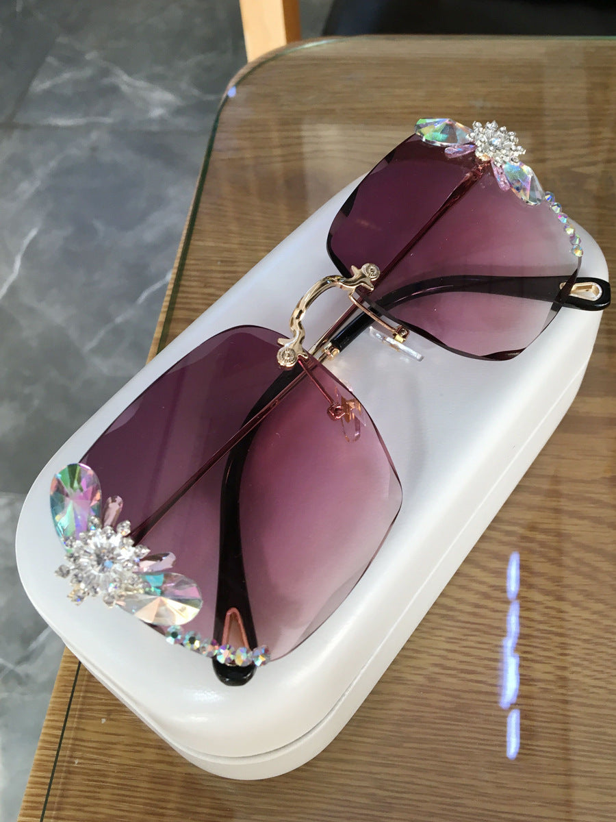 Frameless Trendy Rhinestone Gradient Luxury Sunglasses - Echo Essence