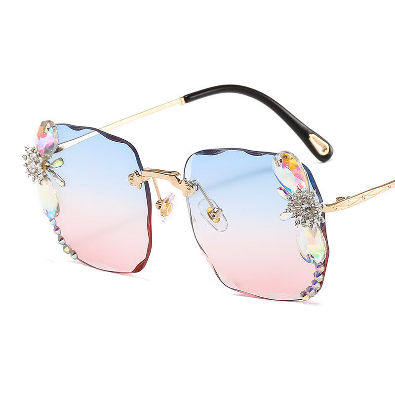 Frameless Trendy Rhinestone Gradient Luxury Sunglasses - Echo Essence