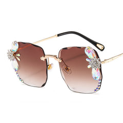 Frameless Trendy Rhinestone Gradient Luxury Sunglasses - Echo Essence