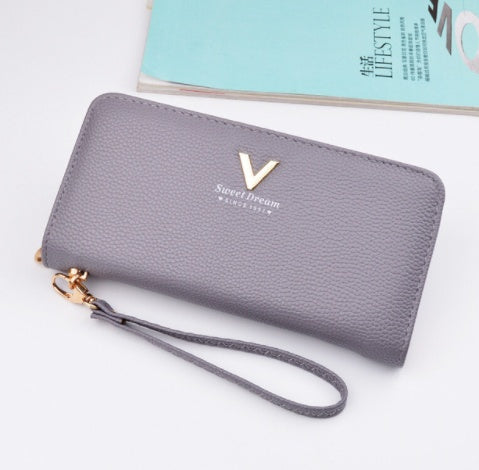 Leather Wallets Women Purses Zipper Long - Echo Essence