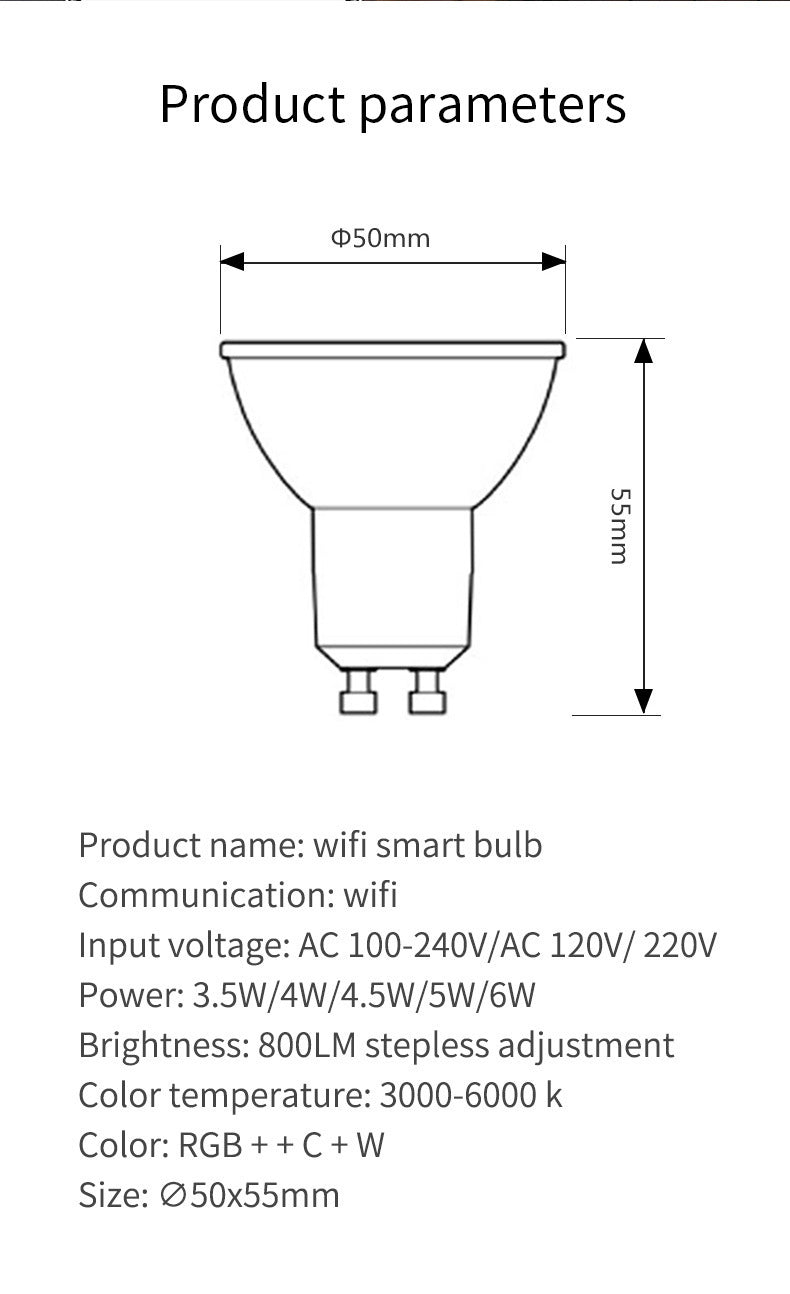 Led Light Source RGBCCT 5W Smart Small Spotlight GU10 Voice Control - Echo Essence