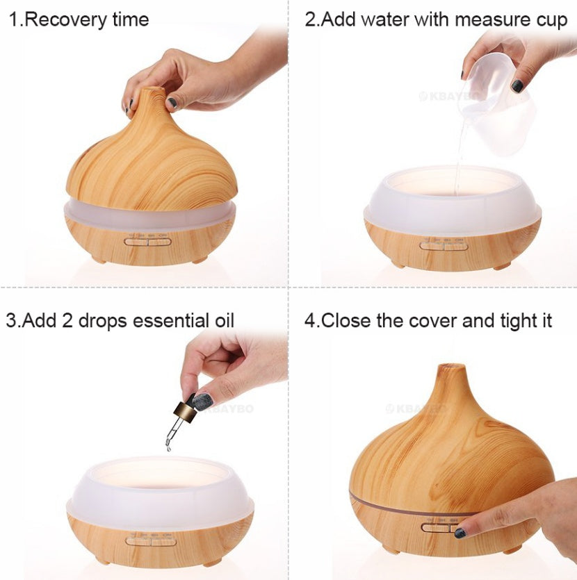 Ultrasonic Aroma Diffuser Humidifier Wood Grain - Echo Essence