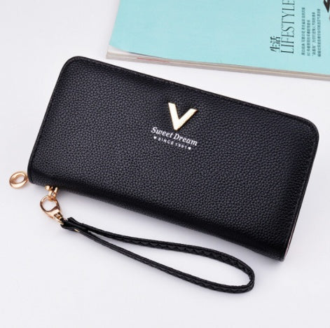 Leather Wallets Women Purses Zipper Long - Echo Essence