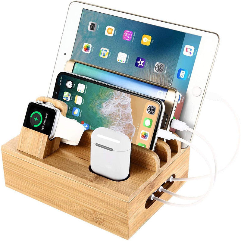 Bamboo Handicraft Mobile Phone Storage Organizer Bracket - Echo Essence