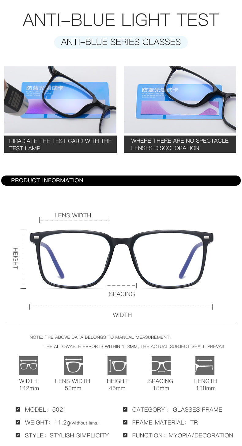 TR90 Spring Leg Square Blue Light Blocking Glasses - Echo Essence