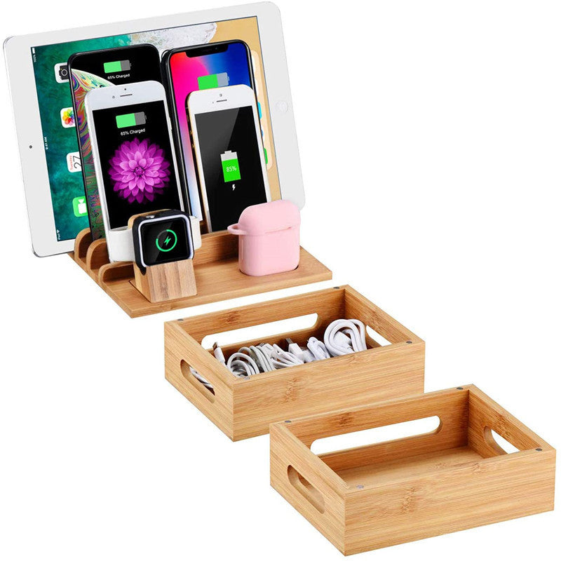 Bamboo Handicraft Mobile Phone Storage Organizer Bracket - Echo Essence